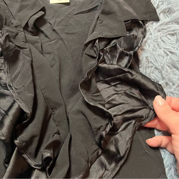 Vintage Marciano 90's Y2K Ruffled Silk Top Size S - Picture 2 of 6